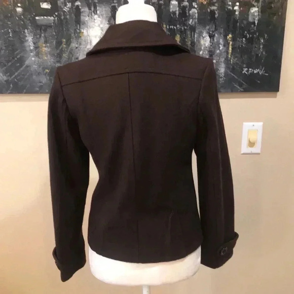 Foreign Exchange Brown Double Breasted Cropped Pea Coat Jacket-No size Tag - Picture 2 of 14